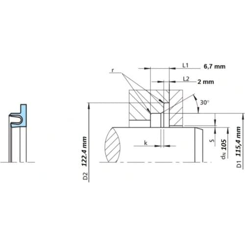 105x122.4x6.7 Aa 16 PTFE seal Spring-Energized seal PTFE+Fill graphite Separator parts dynamic static Rotary lip steel U shape