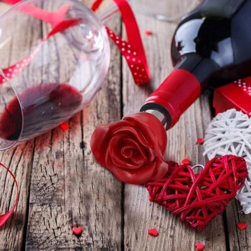 HGHO Rose Wine Stopper Flower Wine Stopper for Valentines Day Wedding Party Engagement Supplies 2 Pieces