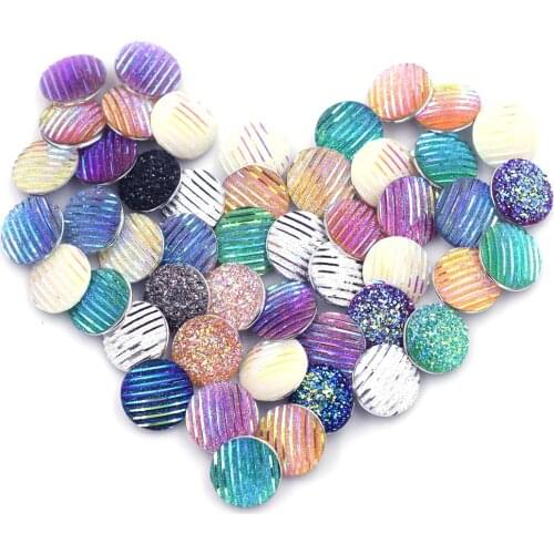 5Pcs Snap Buttons Sequins Strip Resin Mixed Round Multicolor Fit Charms Bracelet Jewelry DIY Finding Necklace 18mm