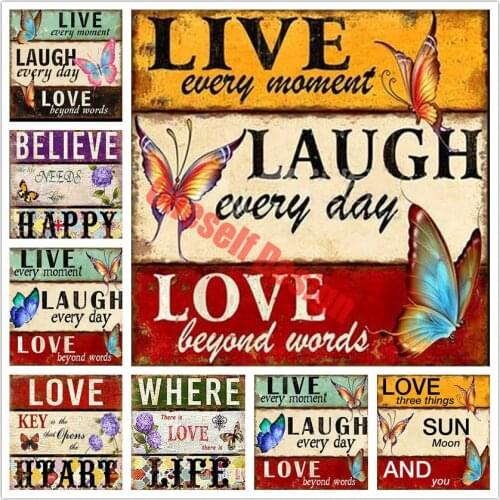 Diamond embroidery full square/round happy love 5d diamond painting full believe 5d diamond mosaic sale live rhinestone pictures