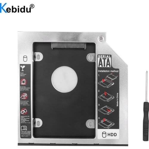Kebidu 12.7mm/9.5mm Aluminum Hard Disk Drive Bay Universal 2.5 2nd Ssd Hd SATA Hard Disk Drive HDD Caddy Adapter Bay For Cd Dvd
