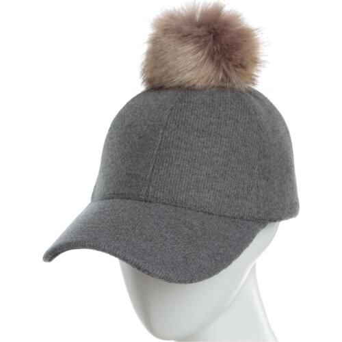 Baseball cap For Lady Pure color Vertical stripe cotton Hip Hop hat Lovely pompon Comfort and warmth Baseball cap made of cotton