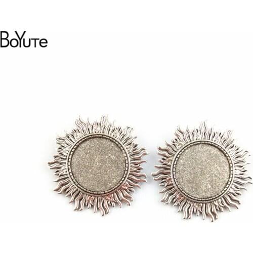 BoYuTe (20 Pieces/Lot) 25MM Cabochon Bese Zinc Alloy Materials Antique Silver Plated Brooch Base for Jewelry Accessories Makings