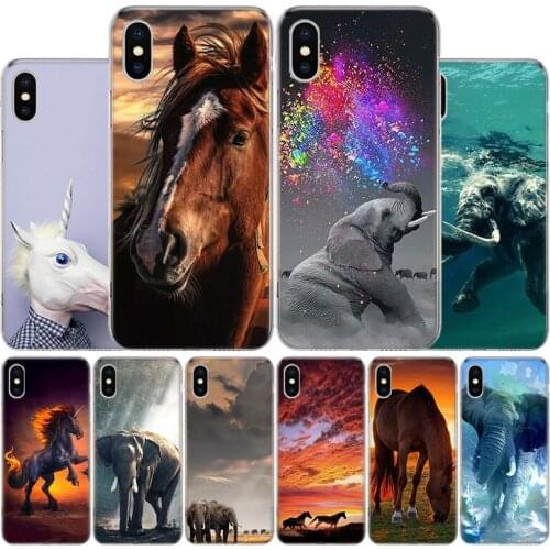 Running Horses And Elephants Phone Case For Apple Iphone 11 12 Mini Pro X XR XS Max 7 8 6 6S Plus 5 SE 7G 6G + Art Cover Coque C