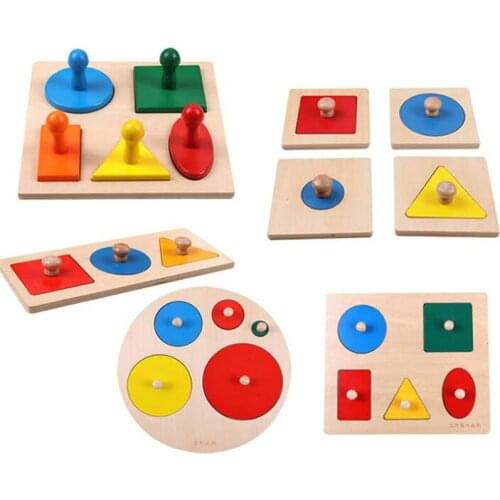 Wooden Geometric Puzzle Board Kids Preschool Educational Jigsaw Stacker Toddler Wooden Toys Sorting Math Montessori Kids Toys