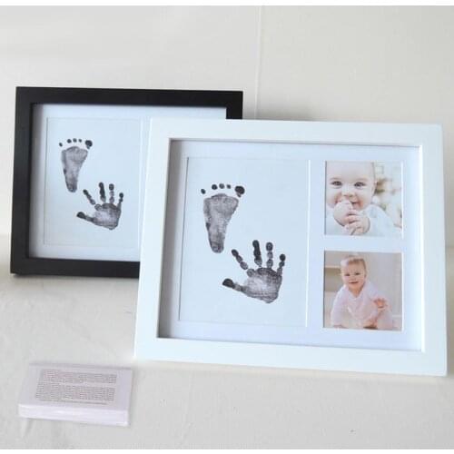 Baby HandPrint Footprint Photo Frame with Ink Pad Kit Baby Hand Foot Print Keepsake Newborn Baby Souvenirs HandPrint Baby Care