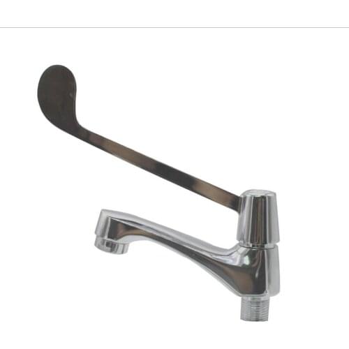G1/2 Brass Main Body Medical Lengthen Handle Single Cold Faucet Laboratory Hospital Wash Basin Tap Elbow Touch Washbasin Faucet