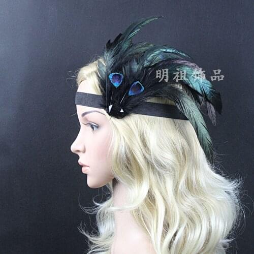 Handmade Feather Headwear Wedding Girl Princess Bride Hairband Peacock Feather Headdress Catwalk Model Props