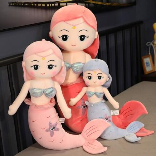 40-100CM kawaii mermaid plush toy soft animal pillow stuffed toy princess doll children boy girl birthday gift decoration