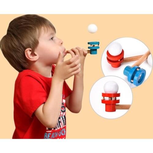 Classic Wooden Games Floating Blow Pipe Balls Balance Blowing Toys Fun Stress Reliever for Kids Children LBV