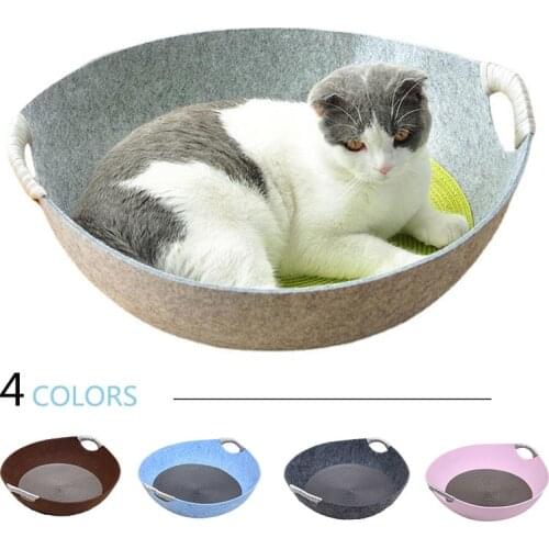 Cat Basket for Summer House Sleeping Bag Bowl Shaped Felt Fabric Pet House Next Cat Basket with Cushion Cats Products for Pets