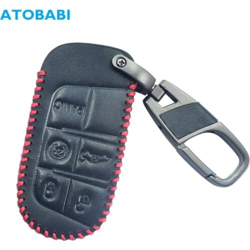 Leather Car Key Cover Case Keyless Remote Bag For Jeep Grand Cherokee Dodge Challenger Charger Dart Durango Journey Chrysler 30