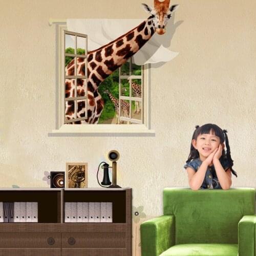 Pretty 1 Set Vivid Giraffe Wall Stickers for Living Room Kids Room Decals for Bathroom Decor Kids Room DIY Party Home Supplies