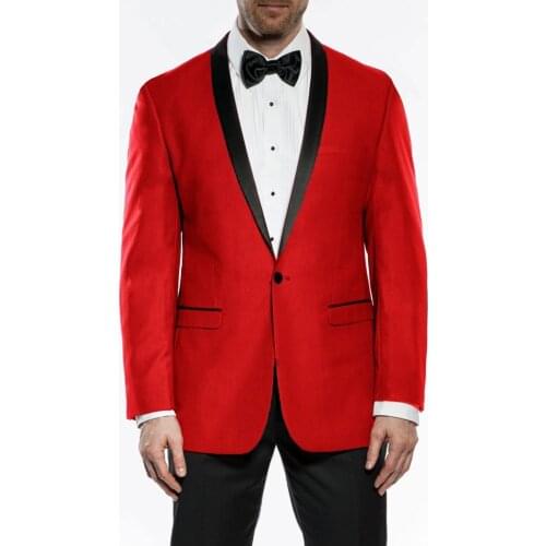 Nice wedding suits for men red shawl lapel men suits classic blazer jacket for marriage prom bridegroom best men costume 2 piece