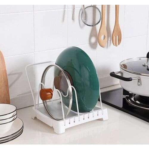 Japanese-style kitchen multi-lattice pot cover storage rack dish cloth storage rack with water storage tray rack