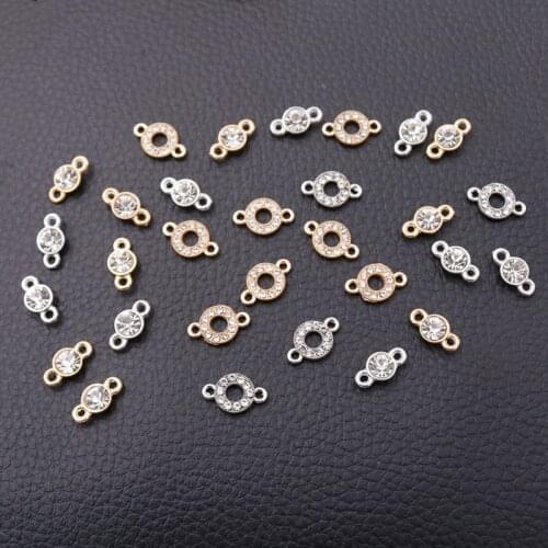 10pcs Gold/Silver Color Handmade Rhinestone Metal Connectors Popular Earrings Bracelet Charms For Woman DIY Jewelry Making A2216