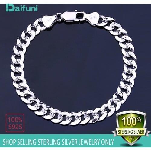 100% S925 Sterling Silver Men Bracelet Fashion Cuba Silver Jewelry 9MM Silver 925 bracelets Bracelet Man Birthday Jewelry Gift