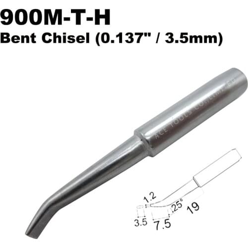 Soldering Tip 900M-T-H Bent 3.5mm for Hakko 936 907 Milwaukee M12SI-0 Radio Shack 64-053 Yihua 936 X-Tronics 3020 Iron Bit
