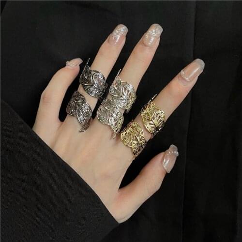Timlee R028 New Personality Retro Hollow Out Geometry Leaf Alloy Finger Rings,Popular Jewelry wholesale