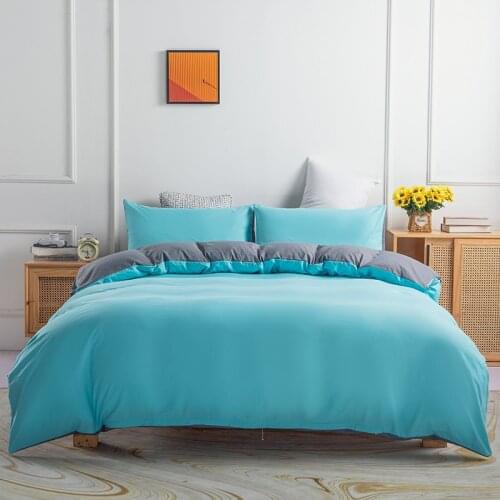 Solid Bed Linens Duvet Cover Sets Bedding Set Quilt/Comforter case Pillow Covers King Queen 220x240cm Sky Blue Home Textiles