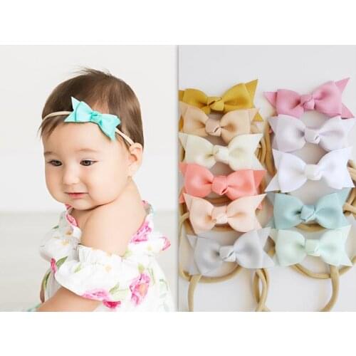 Bulk 60pc/lot 3" Grosgrain Ribbon hair bows DIY Hair bows with Skinny Nylon Baby headband Girls headwear hair accessories