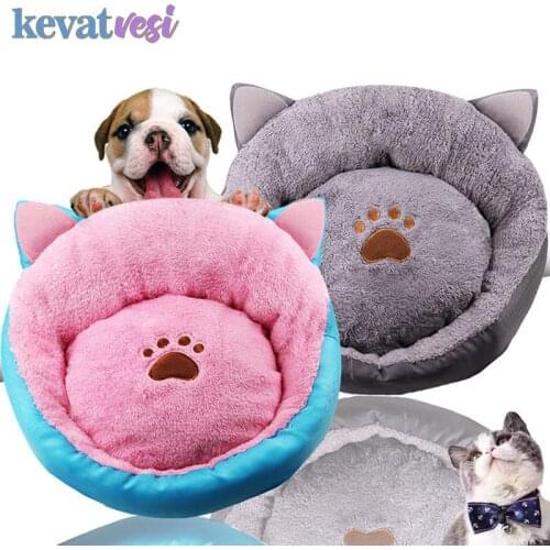 Plush Cat Bed Warm Pet Bed House Soft Cat Ear Shape Dog Beds for Small Dogs Soft Cat Sleeping Mat Chihuahua Dog Puppy Kennel