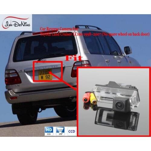 JanDeNing RearView Backup Reverse Camera/License Plate Light OEM For Toyota Land Cruiser LC100 1998-2007(No Spare wheel on door)
