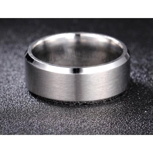 MANGOSKY 8mm Dull Polish Silver Titanium Ring For Men and Women