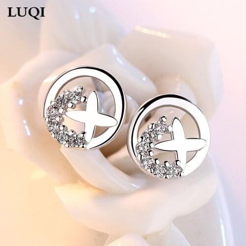 S925 silver plated thick platinum non-fading zircon earrings for girlfriend E18