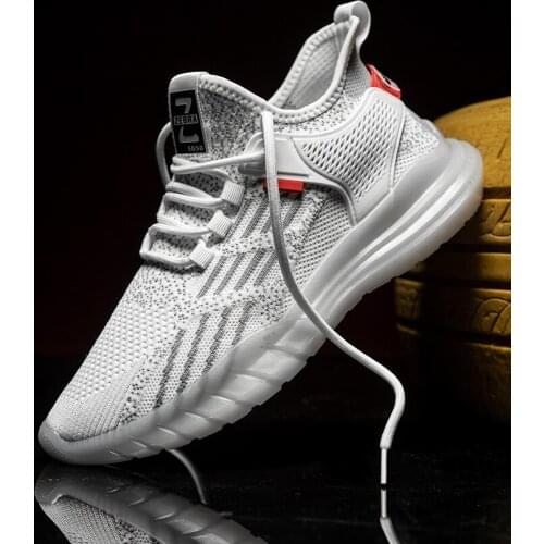 Mesh Men Shoes Breathable Mens Clear Sneakers Trendy Lace-Up Lightweight Black Walking Big Size Man Tenis Shoe 39-44