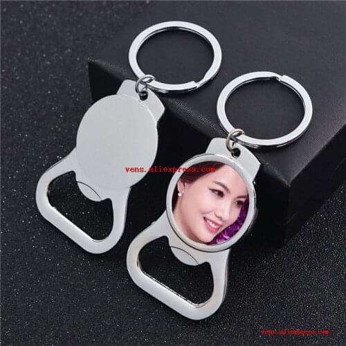 Sublimation blank key chain metal key ring with bottle opener hot transfer printing diy blank consumables 15pcs/lot