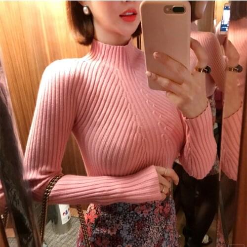 8 colors 2021 Autumn Women lady Sweater High Elastic Solid Turtleneck Sweater Women Slim Sexy Tight Bottoming Knitted Pullovers