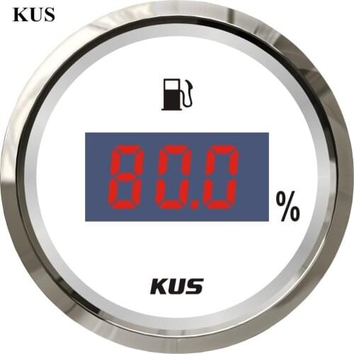 Top Quality!!! 52mm Digital fuel level gauge fuel level meter 0-190ohm signal White faceplate for boat car