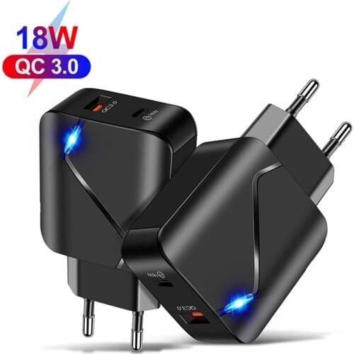 Travel charger Charger 36W Quick Charge4.0 PD 3.0USB Type C Fast Charger For iPhone Xiaomi Portable Mobile Phone Charger Adapter