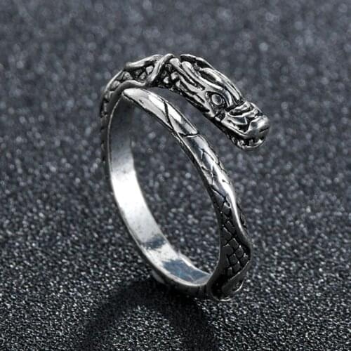 European New Retro Punk Biker Rock Snake Ring Fashion Personality Opening Adjustable Ring Animal Jewelry For Women Men