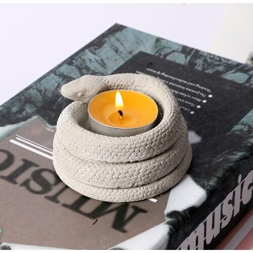Snake coiling design concrete candlestick silicone mold creative home decoration pieces mold cement eggs placed container mold
