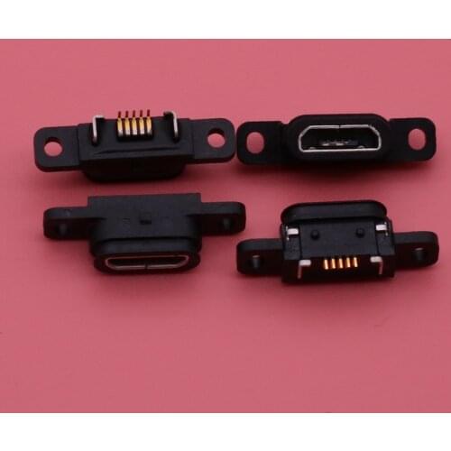 10pcs Micro USB 5pin Charging Jack Socket Dock Port 5P IP67 Waterproof Female Connector With Screw Hole