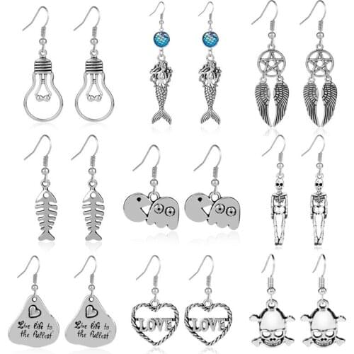 12 styles Drop Earrings for Women Halloween Skeleton Skull Dangle Earring Female Fashion Daily Wear Jewelry Gifts