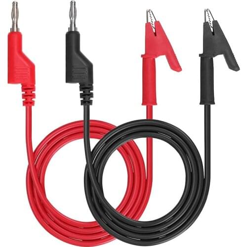 2PCS 1M Double End Lantern Banana Plug To Alligator Clip Test Lead Crocodile Line Wire Clamp Voltage 20A Silicone For Multimeter