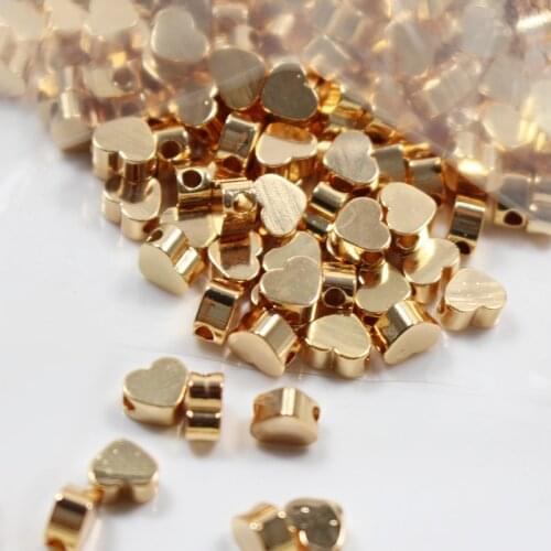 Vacuum plating gold mini heart beaded copper metal Heart Spacer Beads for DIY making jewelry accessories 4.8mm 20pcs