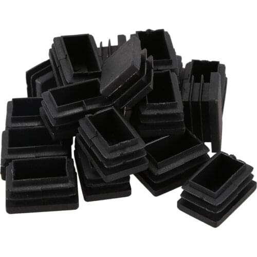 20 pcs Plastic Rectangular End Cap 30mm x 20mm Threaded Pipe Tube Insert Rubber feet