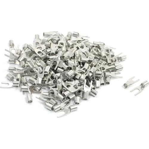 200Pcs SNBS2-4 AWG 16-14 Wire Connector Non Insulated Fork Terminals