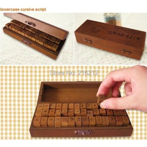 42 pcs/set Creative letters and numbers stamp gift box wooden stamp wooden box Decorative DIY funny work 3 styles