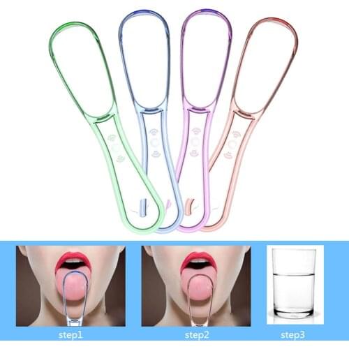5Pcs/Set Oral Hygiene Tongue Scraper Cleaner Mouth Hand Scraper Brush Cleaning Dental Care Color Random