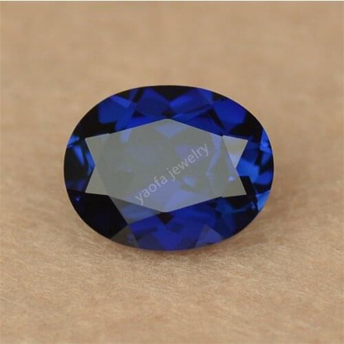 8A High Quality 34# Blue Corundum Oval Shape Cut 2*3-13*18mm Synthetic Sapphir-e Blue Gems Faceted Corundum Stone For Jewelry
