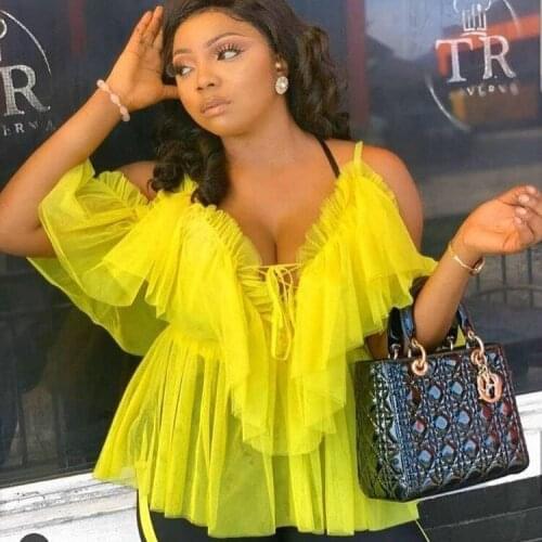 African Clothes Sexy Mesh Top Women 2019 Summer Hot Sales Solid Deep V-Neck Backless Shirt Holiday Partyclub