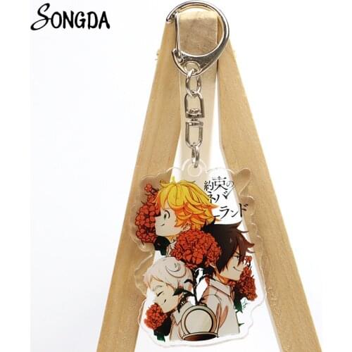 Anime The Promised Neverland Emma keychain Norman Icon Ray Yakusoku no Neverland Figure Collection Acrylic Key Chain for car key