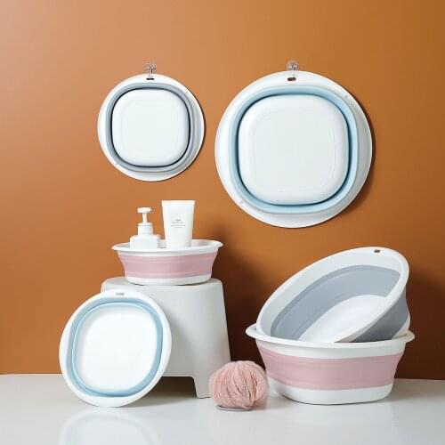 Household Folding Wash Basin Portable Sink Foot Bucket Washbasin Plastic Foldable Foot Basin Travel Outdoor Camp Basins