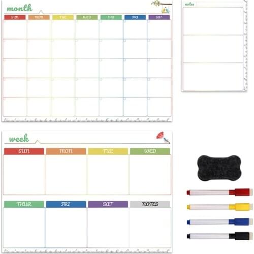 Magnetic White Board Kit Daily Weekly Monthly Planner Calendar Fridge Magnet Drawing Pen Erase