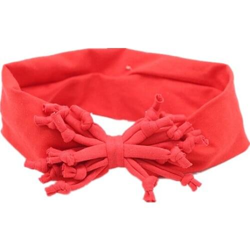 Child Headband Solid Color Wide Turban Twist Knitted Cotton Hairband Hair Accessories Twisted Knotted tassels hairband